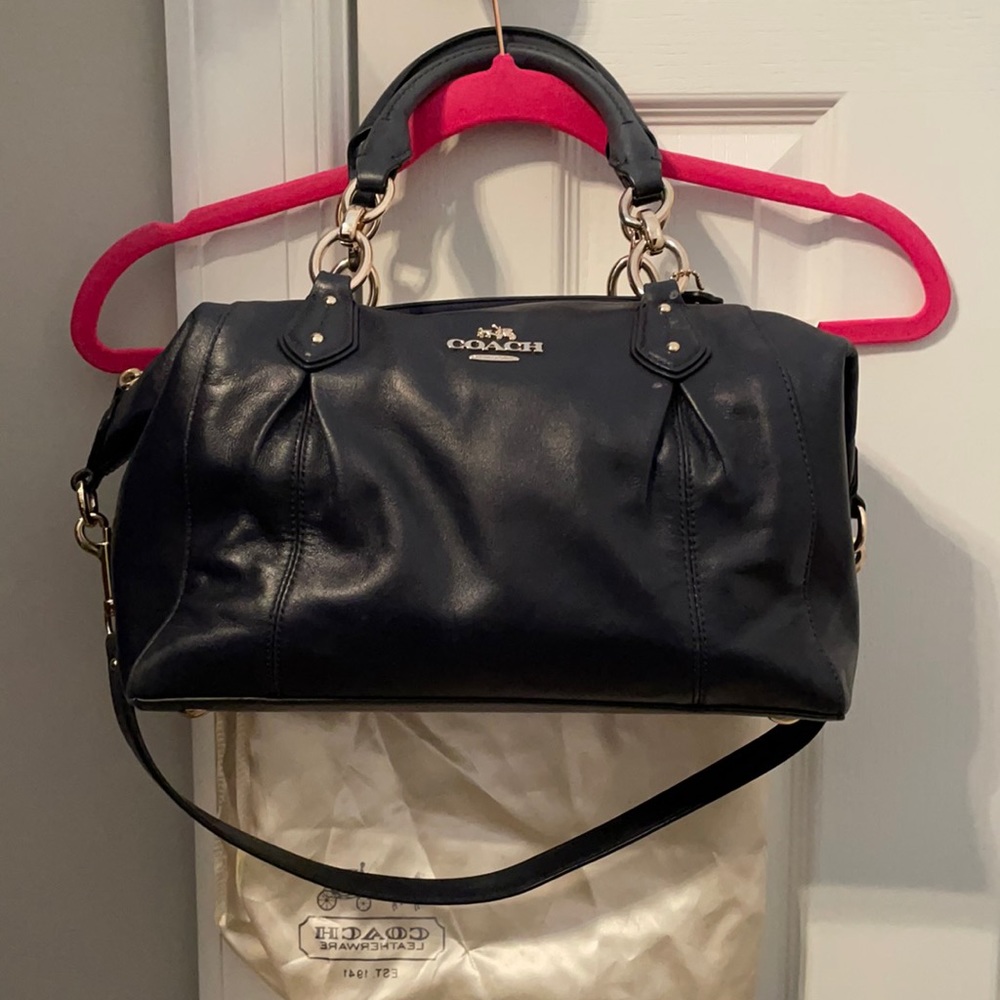 Coach Navy Handbag With Gold Trim. Gem